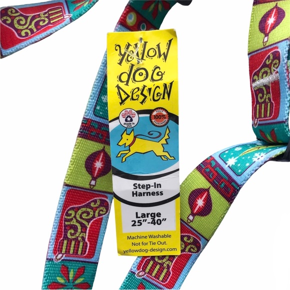 NEW Step-In Dog Harness Fun RETRO Christmas Large 25”- 40” Yellow Dog Design NWT - Picture 3 of 6